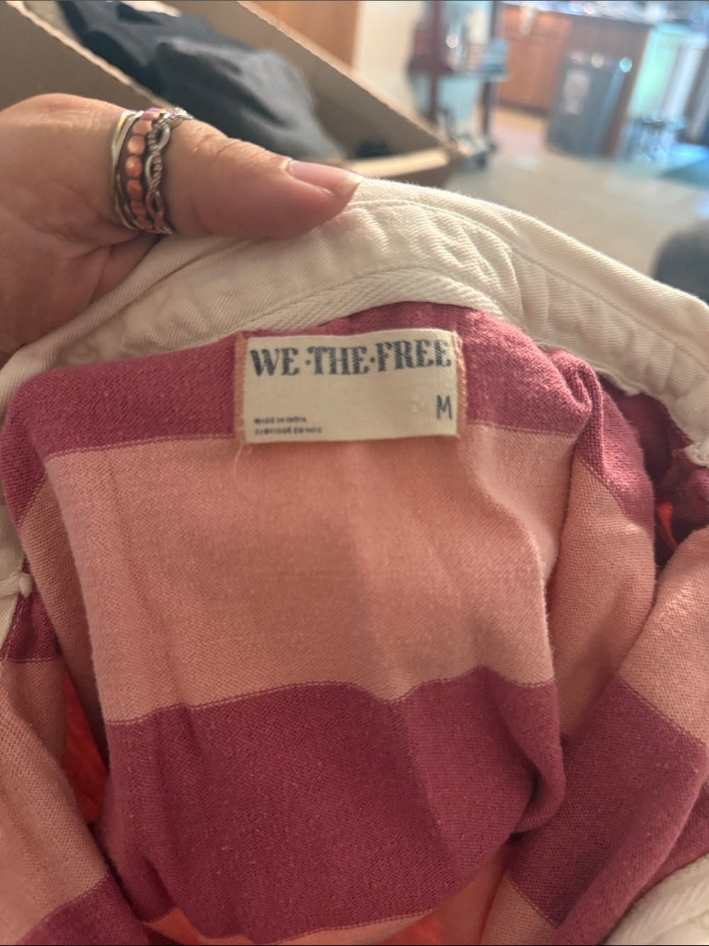 FREE PEOPLE WE THE FREE Oversized Striped Shabby Chic Cotton Rugby Shirt M - Picture 2 of 9
